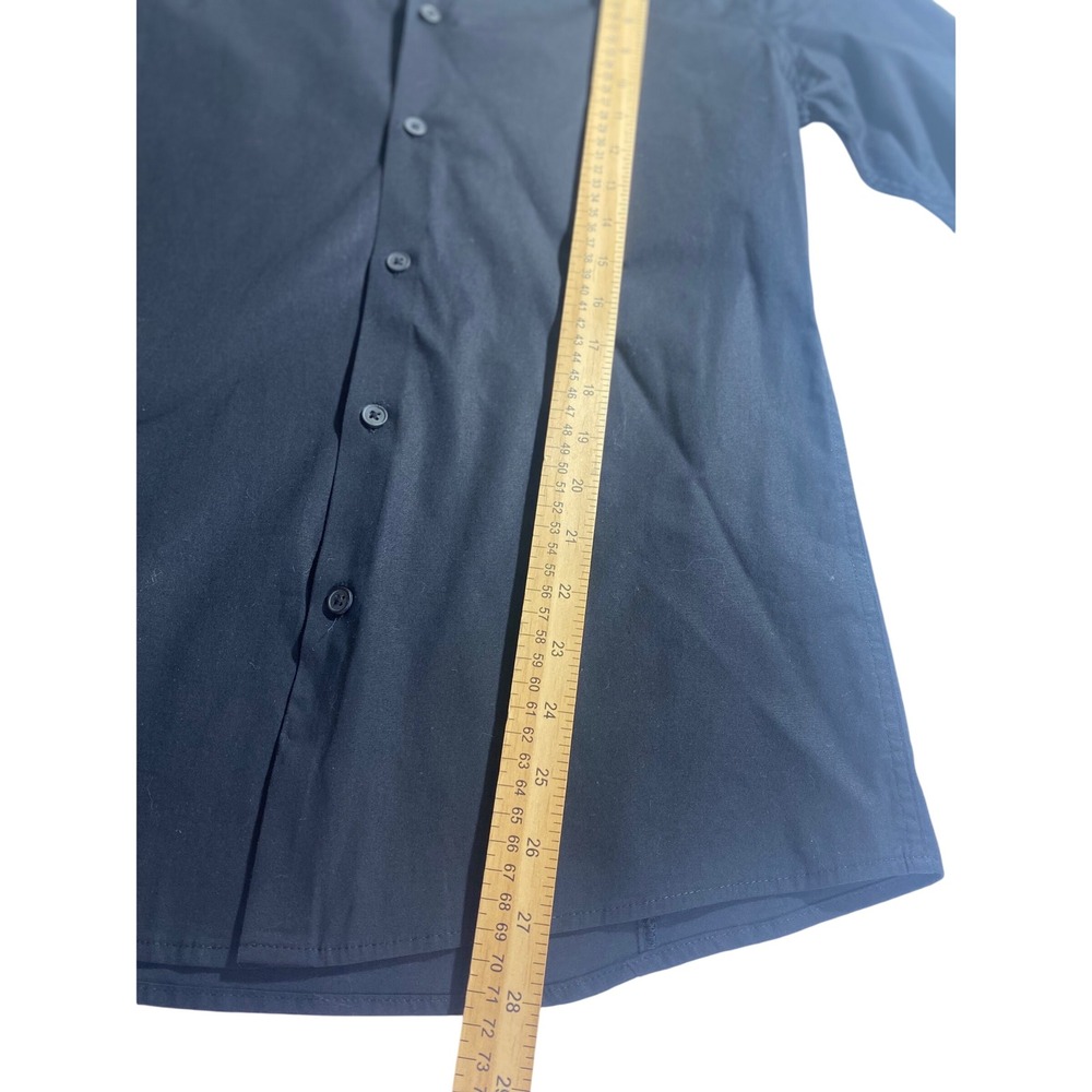 ASOS Grandad Collar Shirt Mens S Black  Slim Fit Hidden Placket Long Slv - Picture 4 of 9